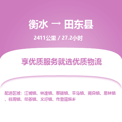 衡水到田东县物流公司-衡水至田东县专线专业物流品牌，值得信赖